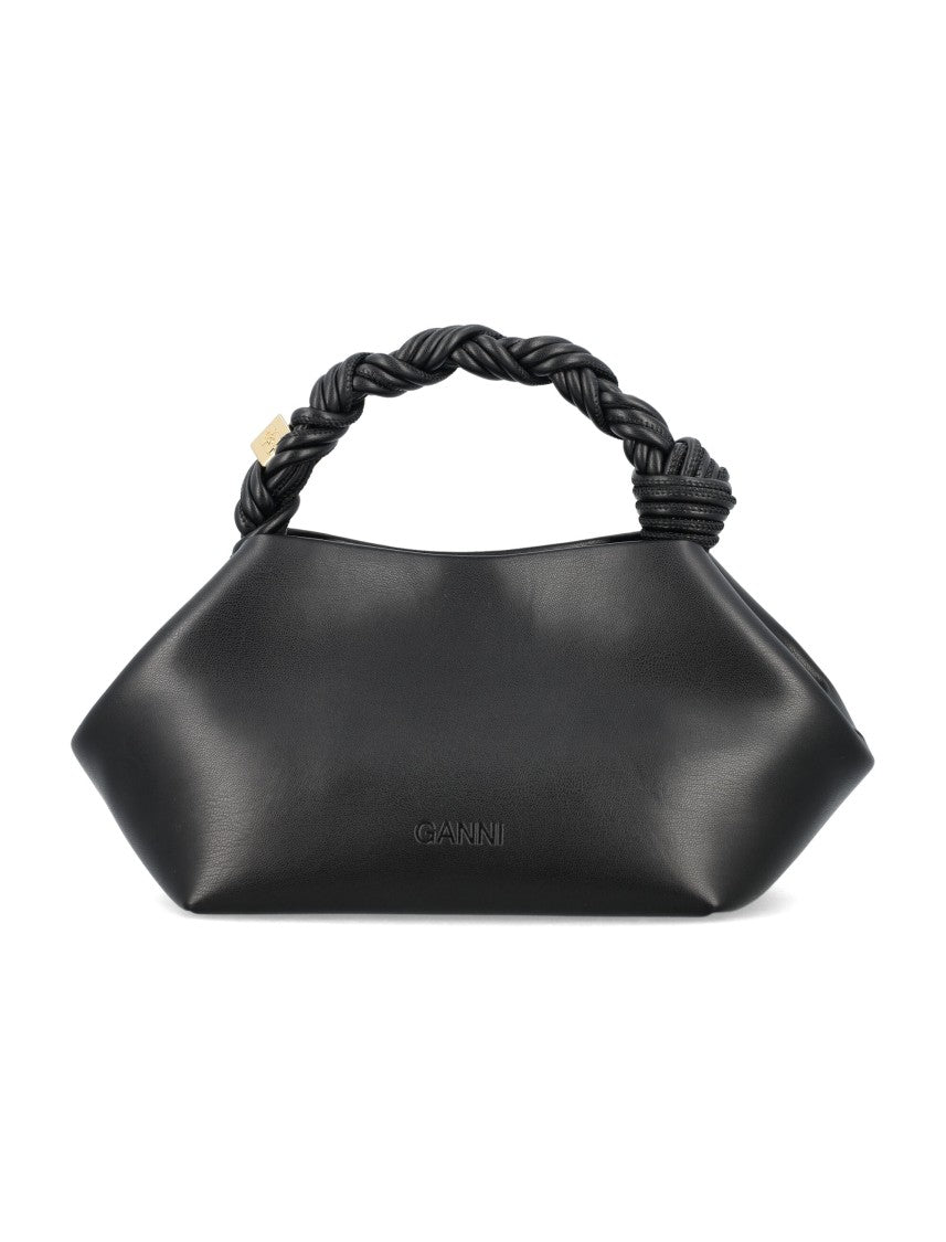 Ganni Geometric Black Handbag With Twisted Rope Handle