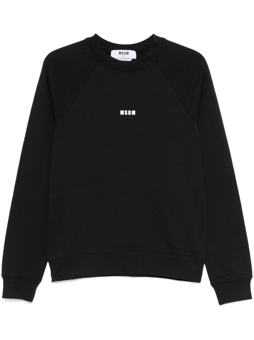 Msgm Relaxed Fit Black Sweatshirt With Logo Print