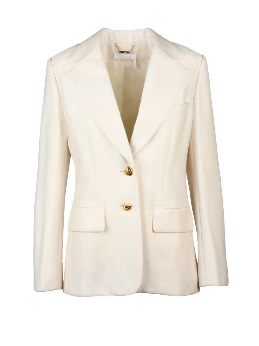 Chloé Beige Silk-Blend Fitted Jacket
