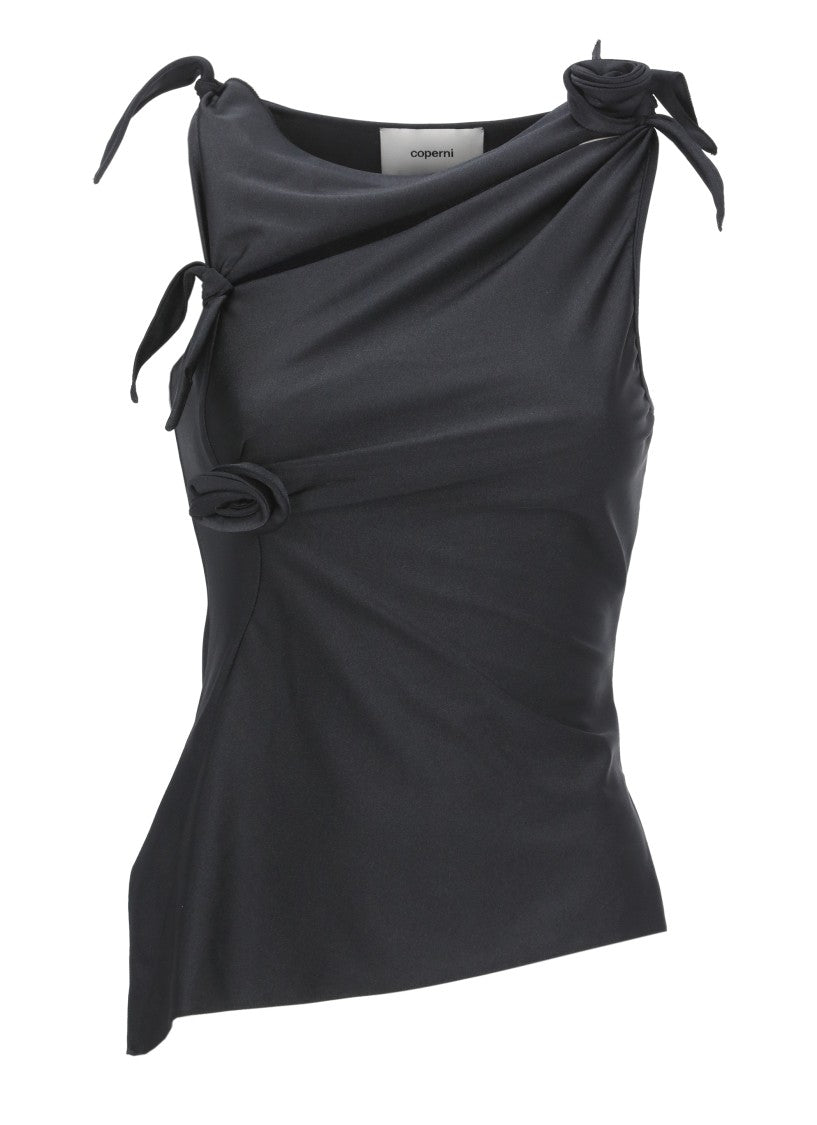 Coperni Black Asymmetric Flower Cut-Out Top