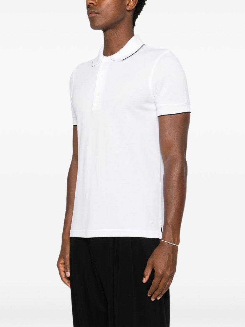 Tom Ford Short-Sleeve Subtle Black Piping Polo Shirt