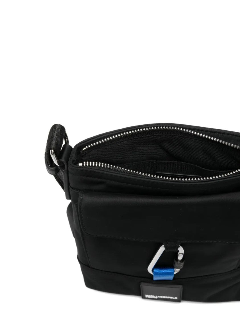 Karl Lagerfeld Minimalist Black Tracolla With Adjustable Strap