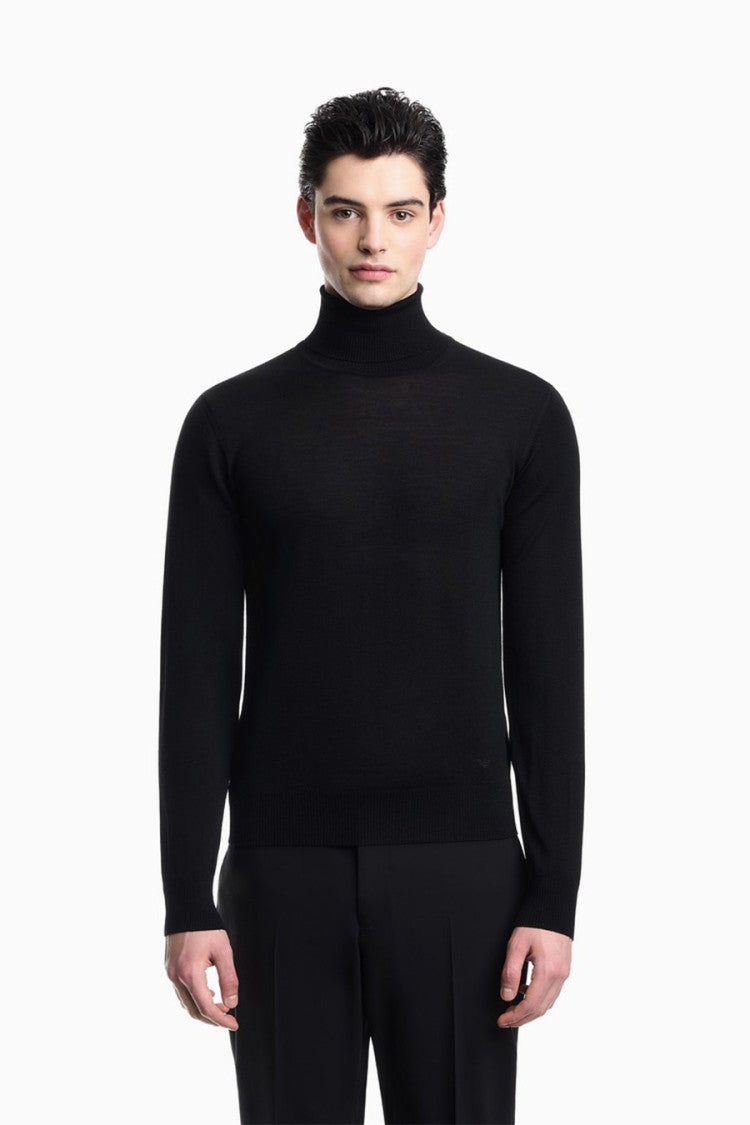 Emporio Armani Black Turtleneck Wool Sweater