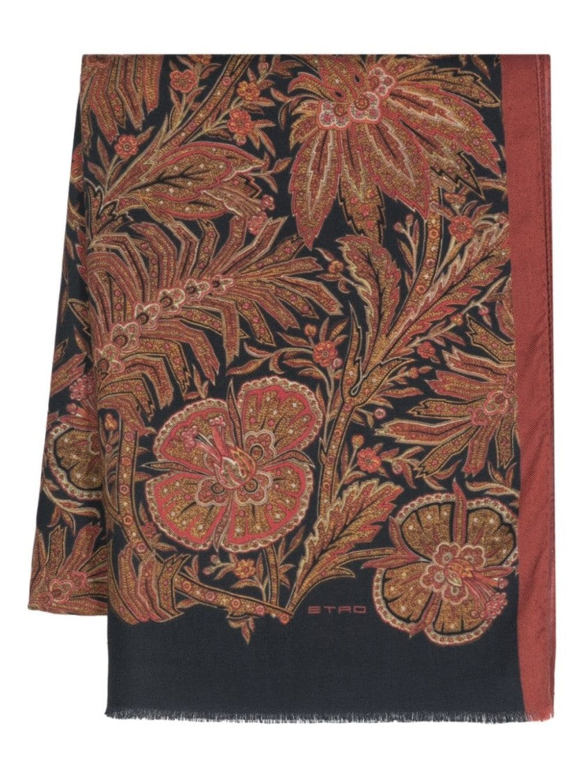 Etro Floral Pattern Cashmere Blend Scarf