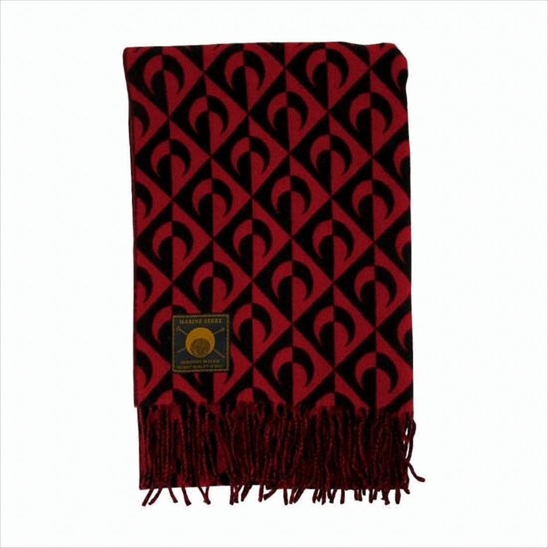 Marine Serre Geometric Pattern Wool Scarf With Fringed Edges