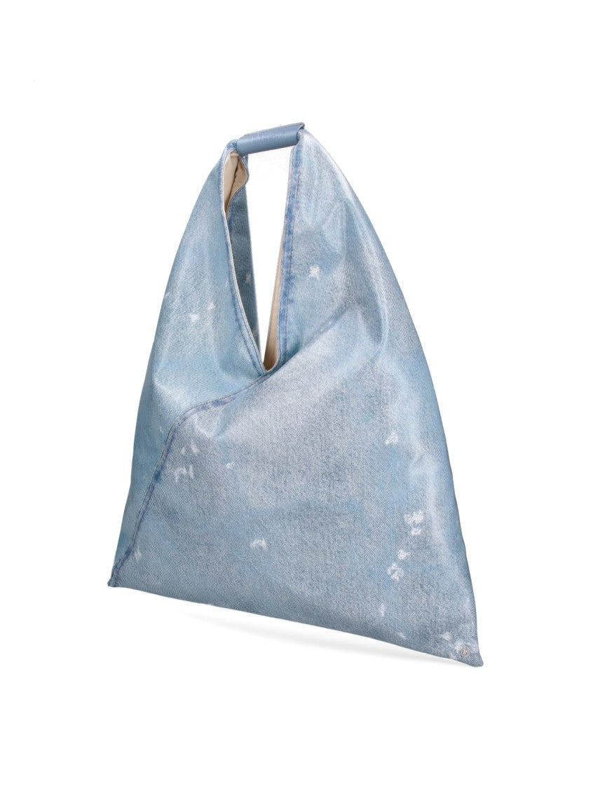 Mm6 By Maison Margiela Triangular Denim-Effect Bag With Structured Handle