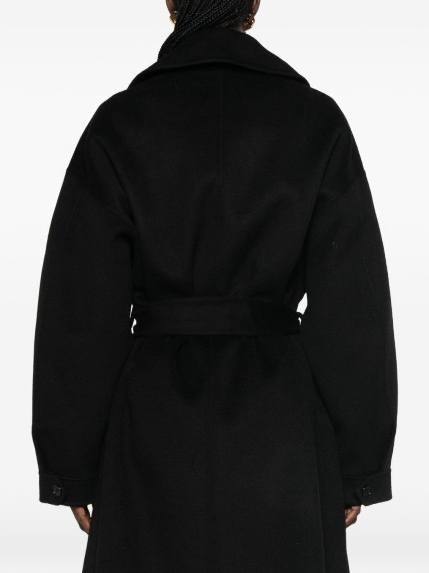 The Frankie Shop Double-Breasted Belted Wool-Blend Coat