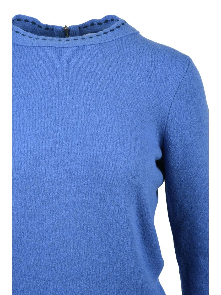 Salvatore Ferragamo Crew Neck Sweater With Ribbed Cuffs And Subtle Neckline Detail