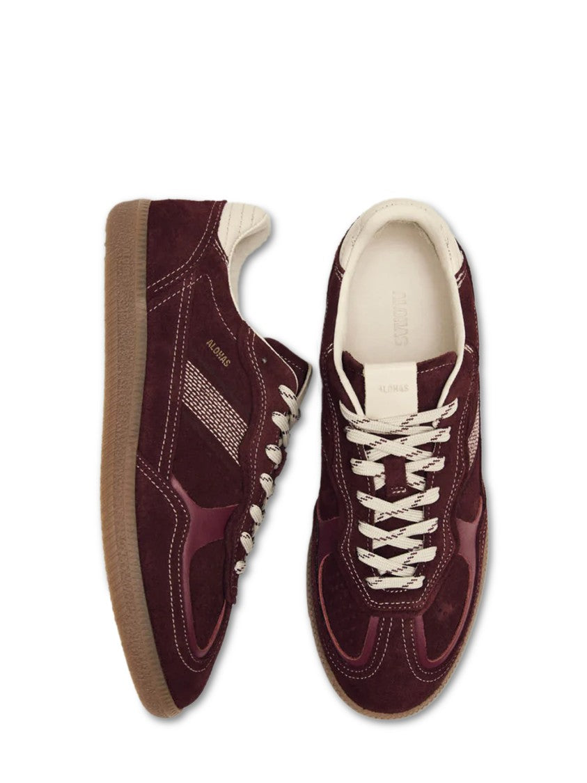 Alohas Burgundy Leather Sneakers With Cream Accents