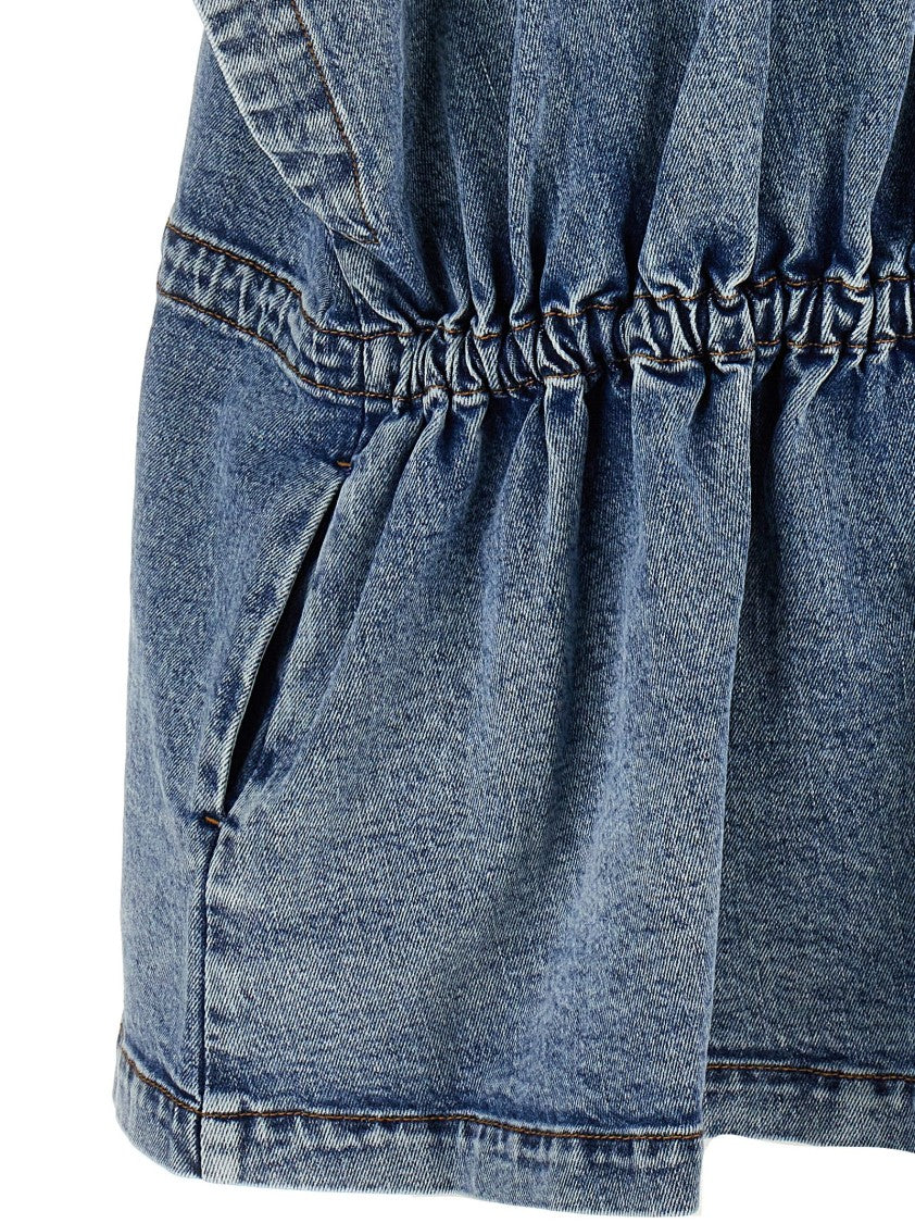 Fabiana Filippi Marbled Denim Cape With Adjustable Drawstring