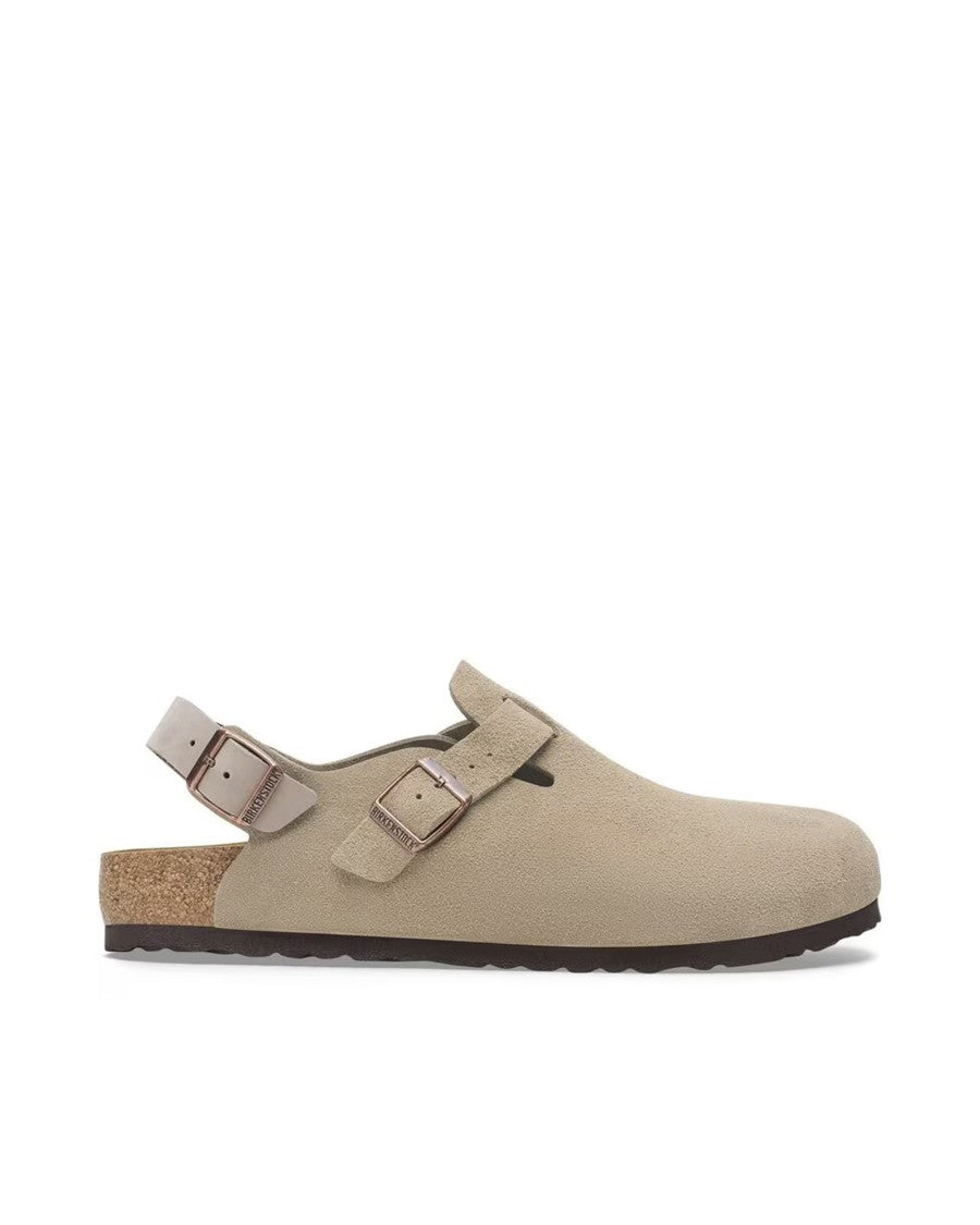 Birkenstock Tokio Taupe Suede Leather Slides