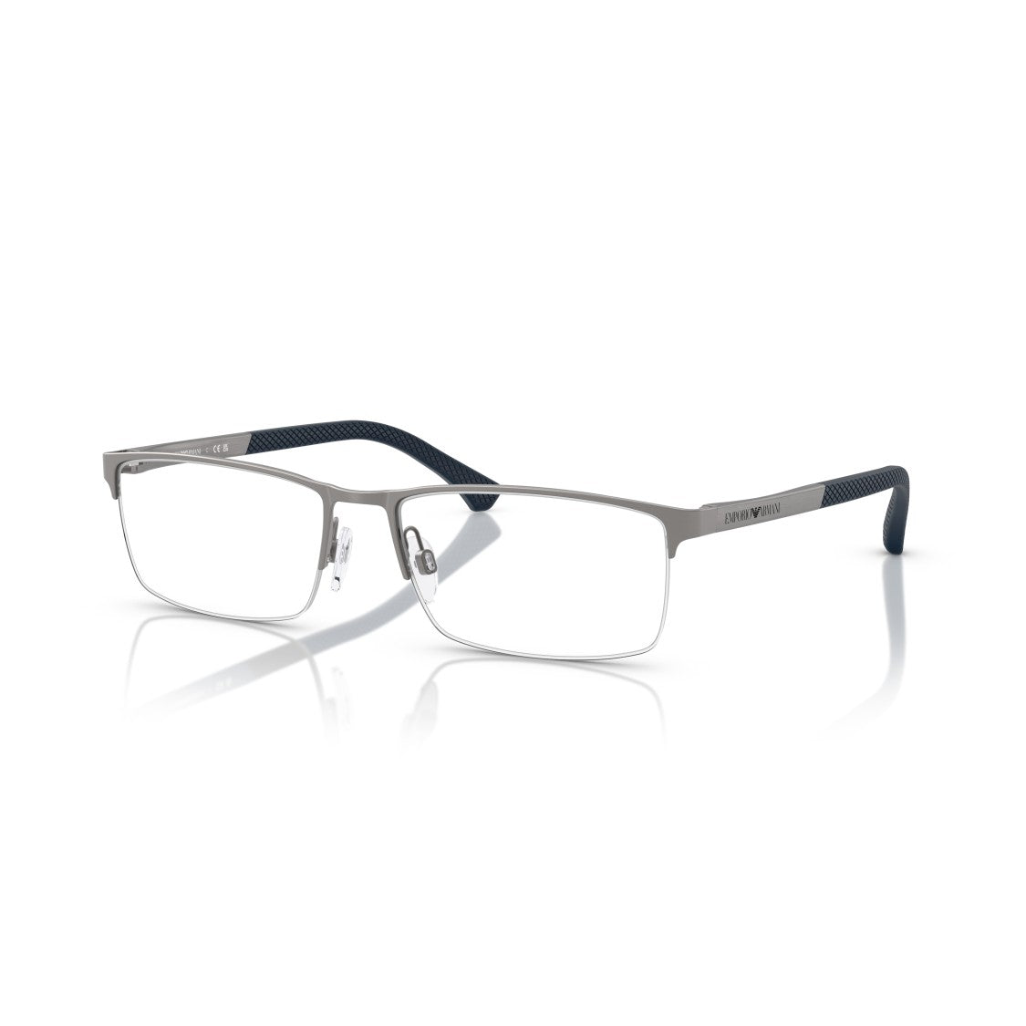 Emporio Armani 0Ea1041 Rectangular Metal Frame Eyeglasses With Textured Tips