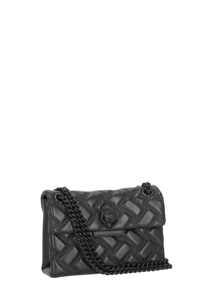 Kurt Geiger Black Mini Kensington Drench Leather Shoulder Bag