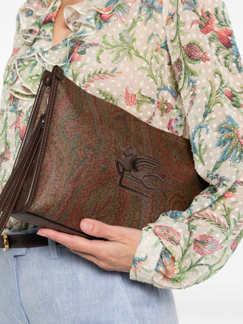Etro Rectangular Clutch Bag In Paisley Jacquard