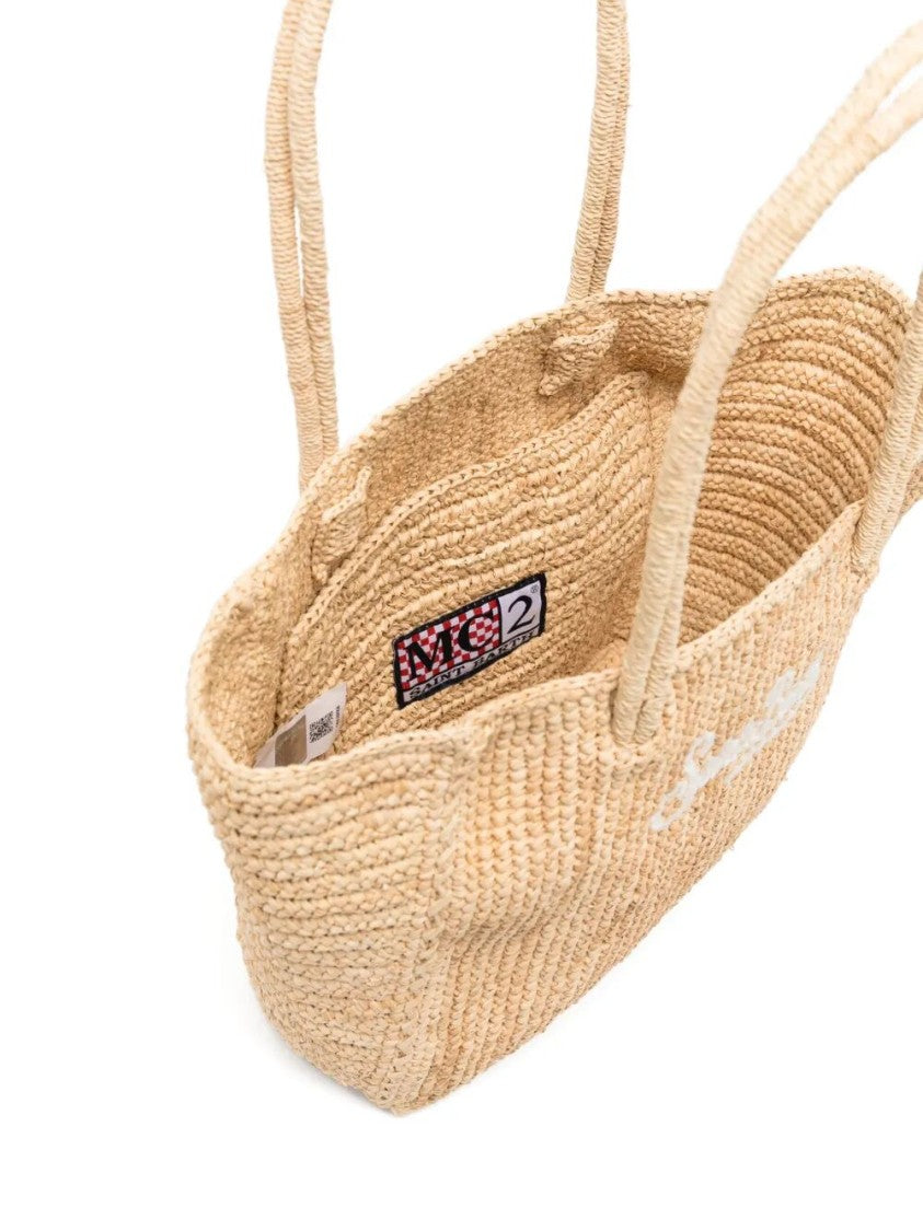 Mc2 Saint Barth Woven Tote Bag With Embroidered Logo