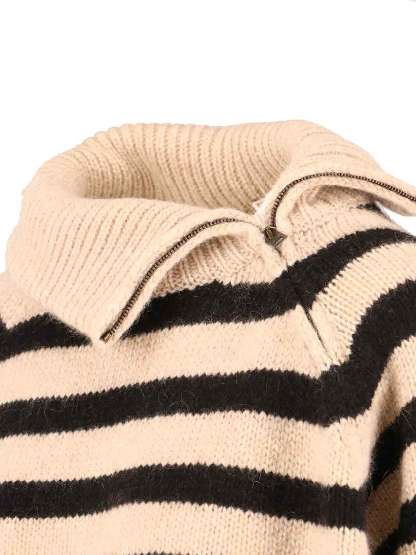 Nili Lotan Beige Knit Sweater With Striped Accents