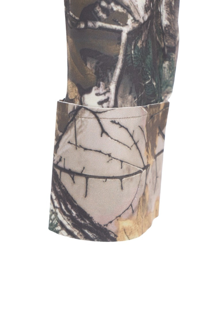 Norma Kamali Camouflage-Inspired Long-Sleeved Top With Deep V-Neckline