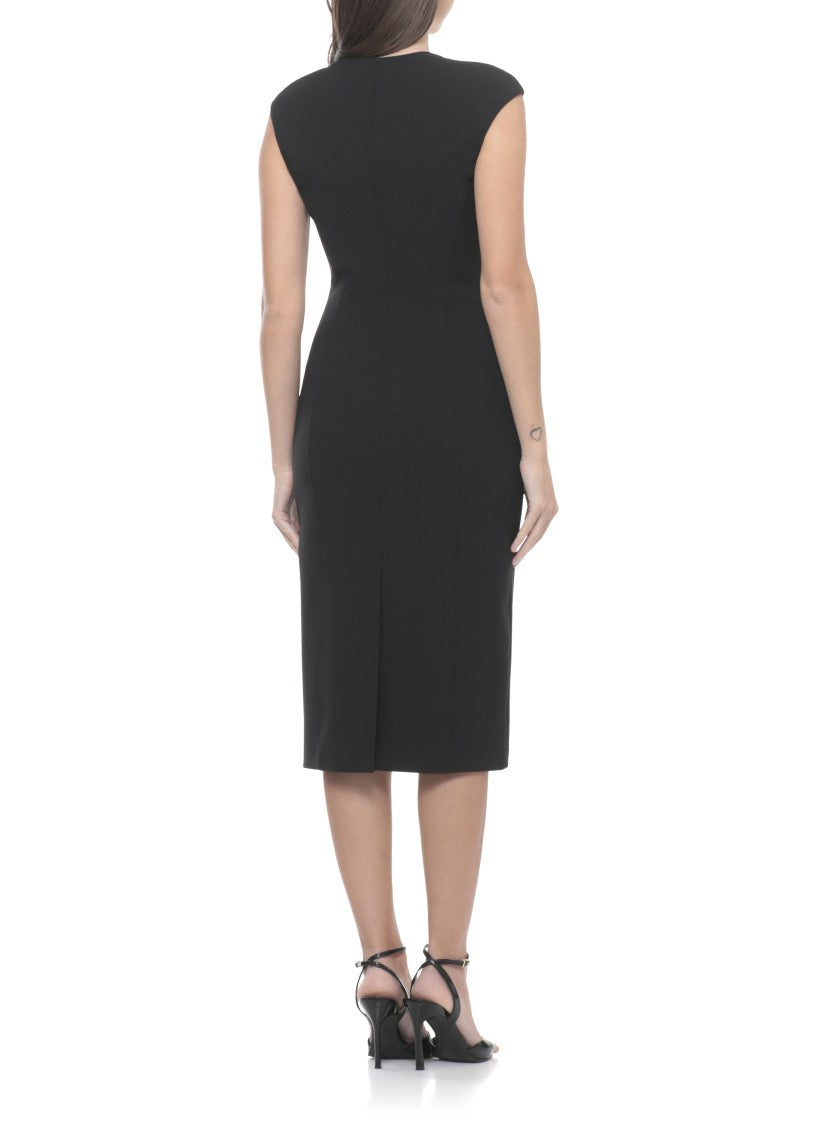 Elisabetta Franchi Knee-Length Dress With Prominent Front Zip And Fitted Silhouette