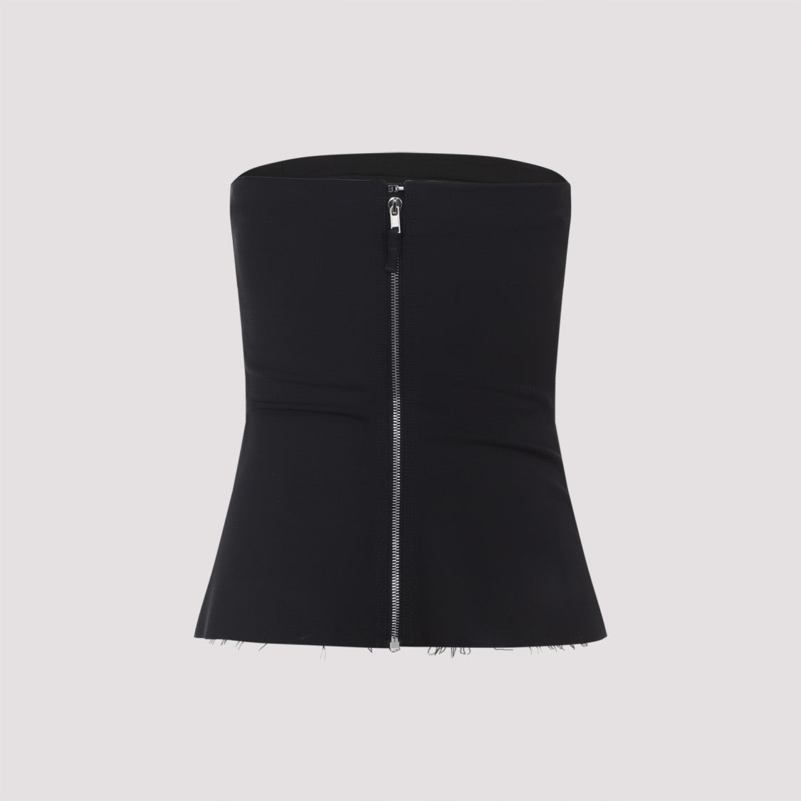 Rick Owens Strapless Black Top With Fitted Bodice And Flared Hem