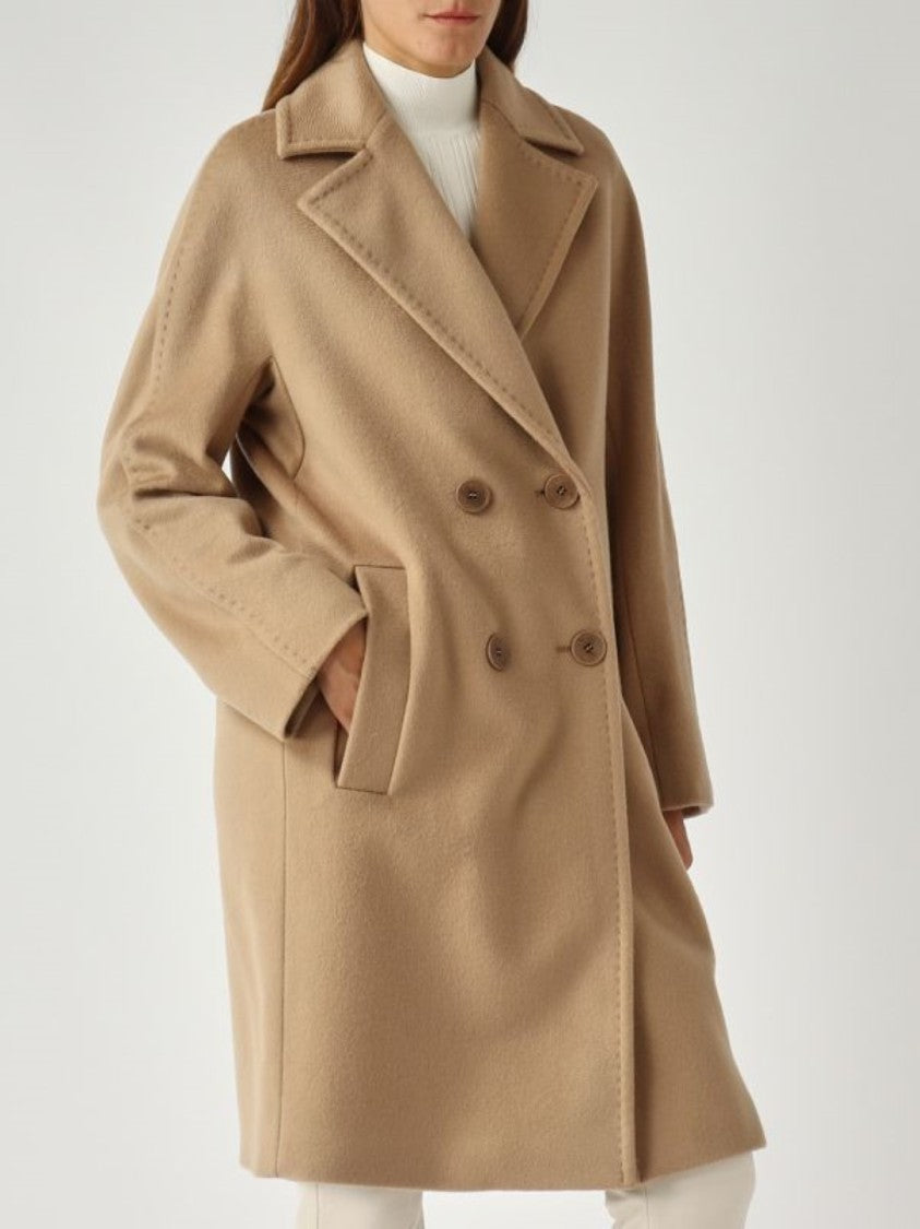 Max Mara Double-Breasted Virgin Wool Camel Coat