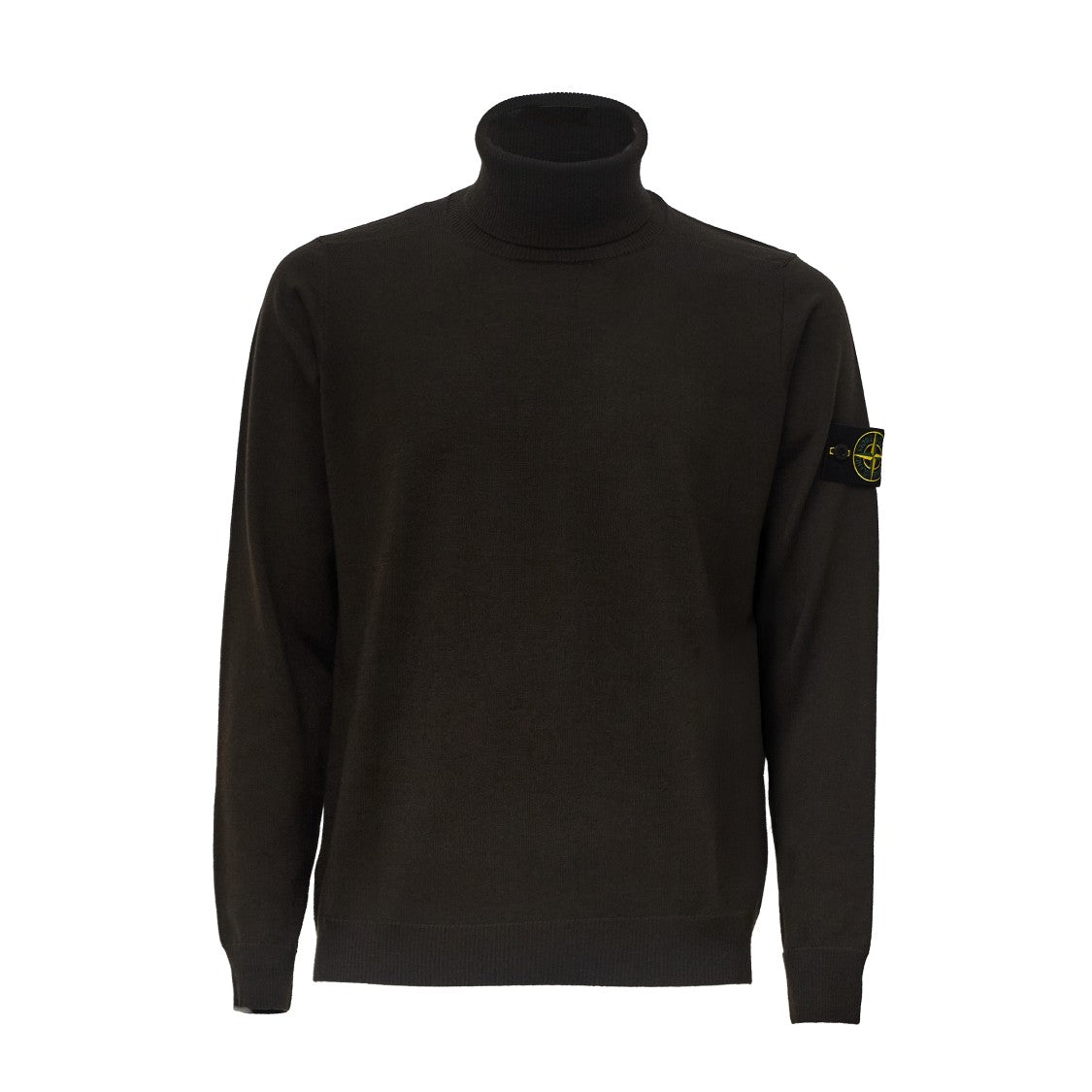 Stone Island Pure Wool Turtleneck Sweater With Ribbed Details