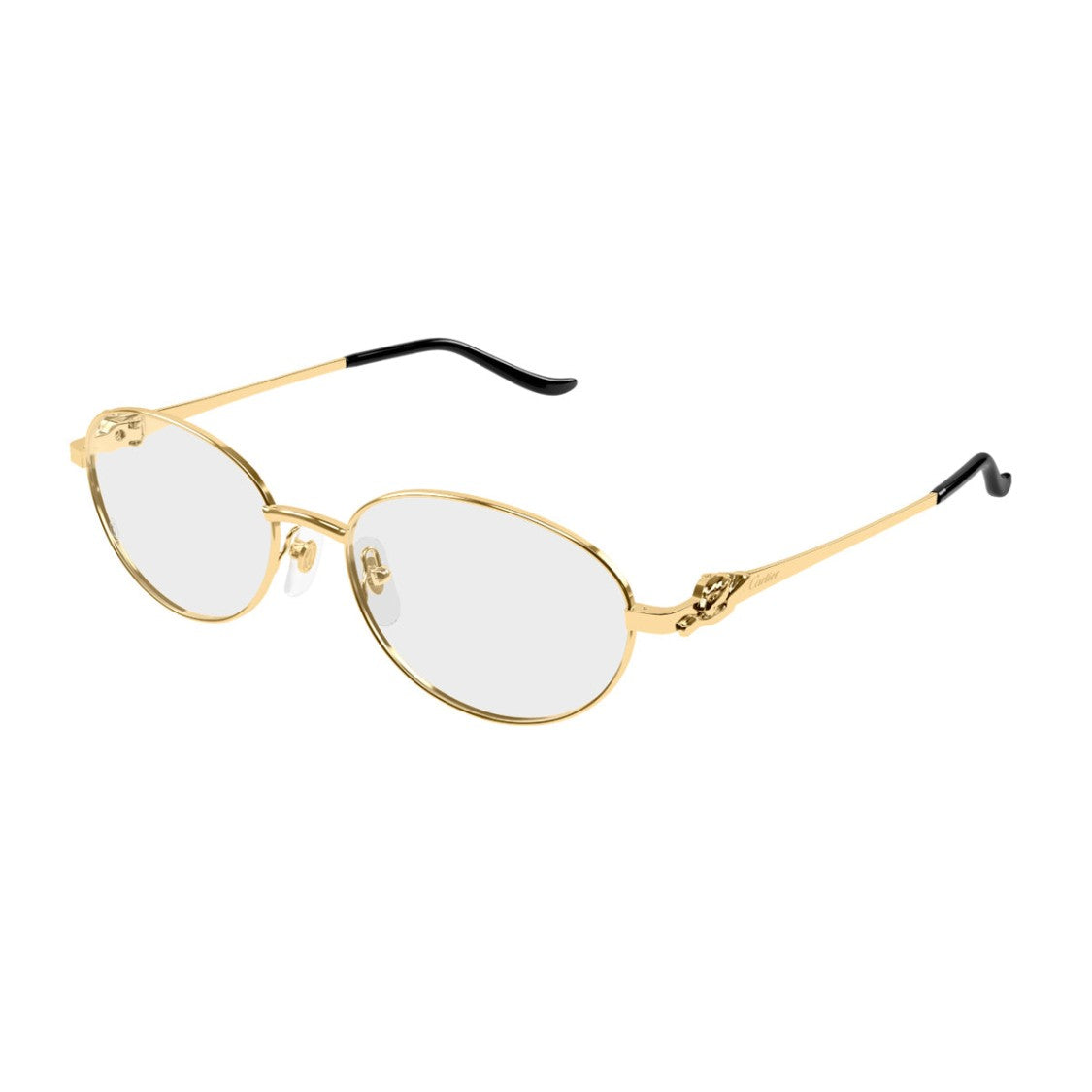 Cartier Gold Transparent Metal Eyeglasses With Panther Detail