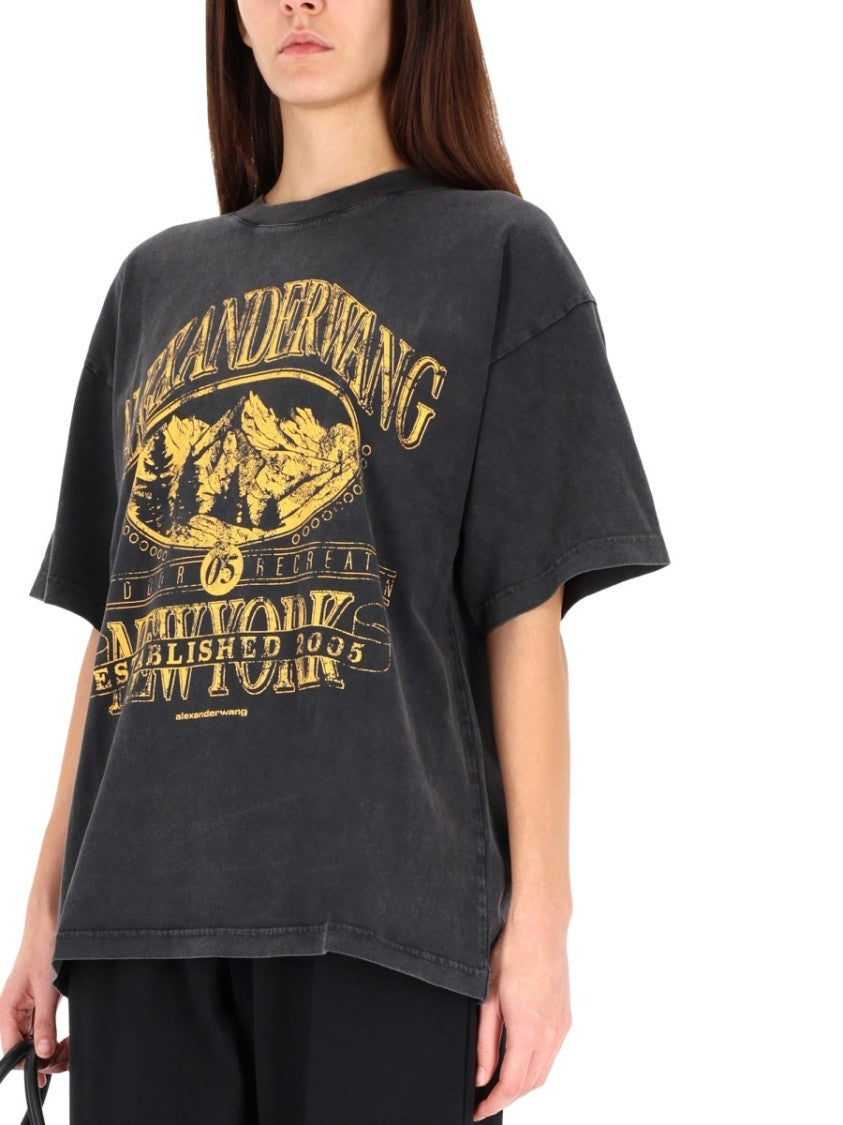 Alexander Wang Relaxed-Fit Black Cotton T-Shirt With Vintage Graphic Print