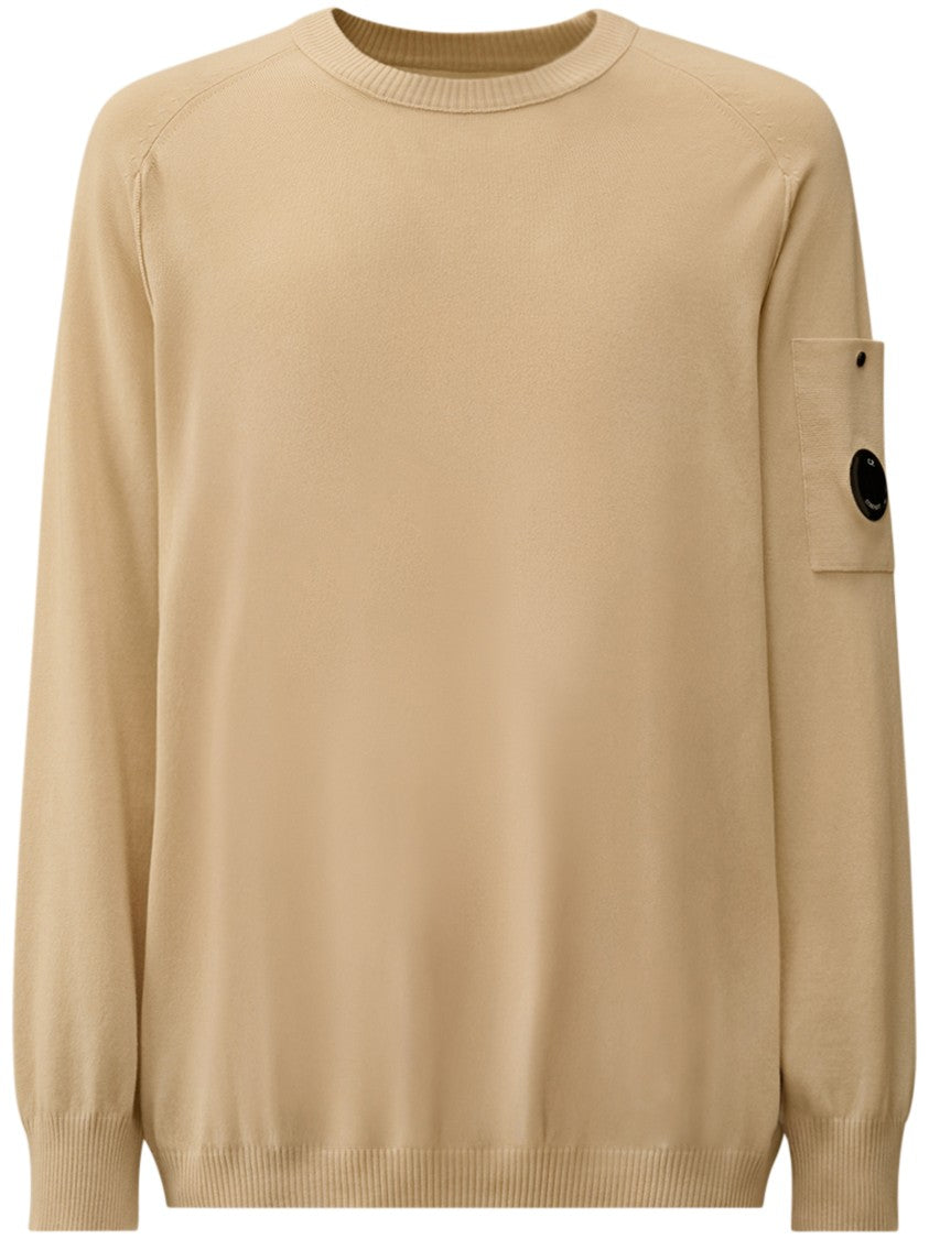 C.P. Company Cotton Crepe Crewneck Knitwear With Lens Detail