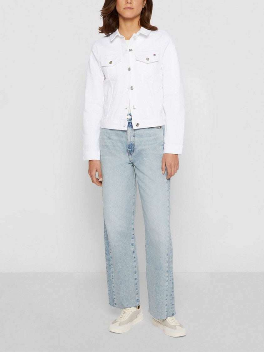 Tommy Hilfiger White Cropped Denim Flap Jacket