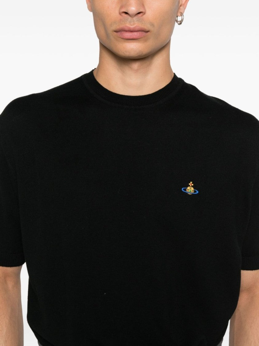 Vivienne Westwood Black Organic Cotton-Cashmere Short Knit Top