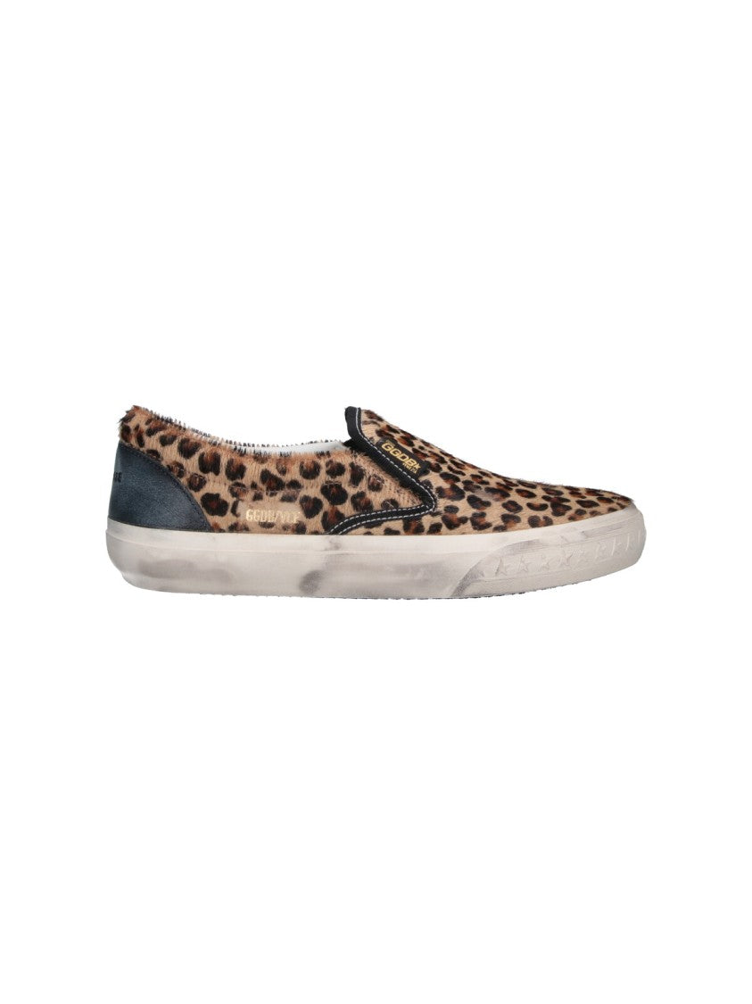 Golden Goose Slip-On Sneakers With Bold Leopard Print