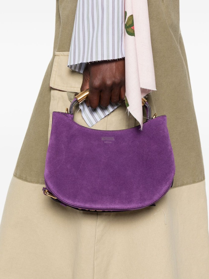 Moschino Violet Suede Curved Base Top Bag