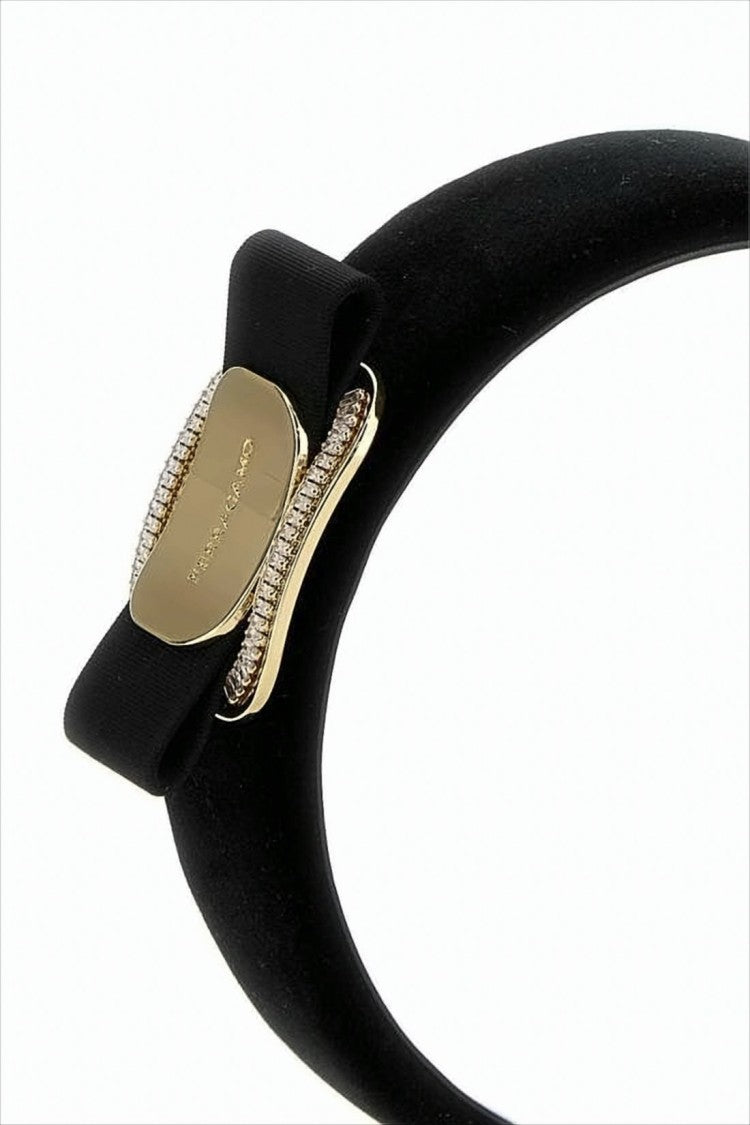 Salvatore Ferragamo Black Fabric Headband With Decorative Bow