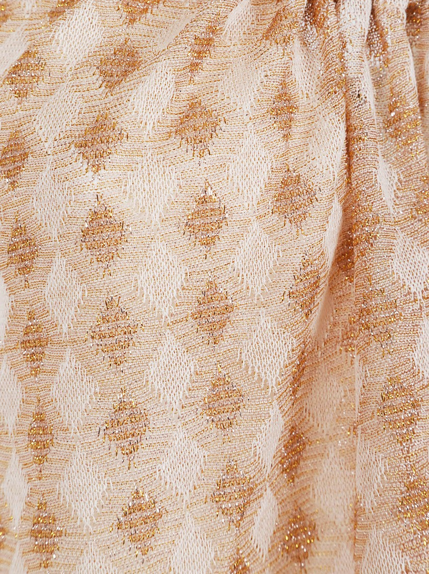Forte Forte Geometric Pattern Diamond Jersey Top With Gathered Neckline