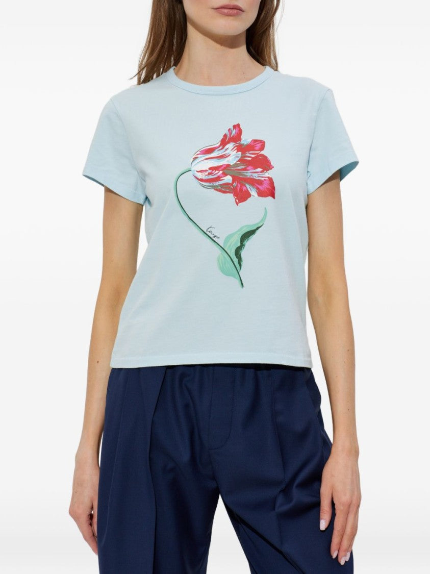 Kenzo White Relaxed Fit Graphic Crew Neck Top