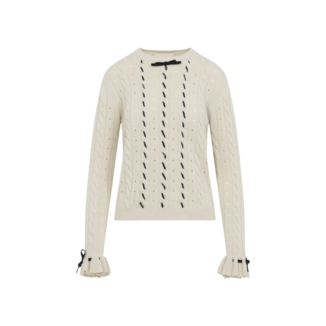 Valentino Betulla White Virgin Wool Sweater