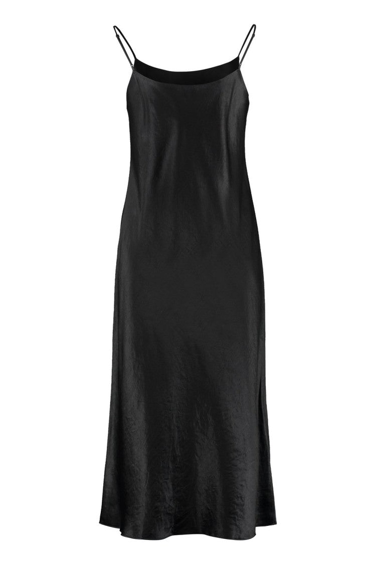 Vince Black Midi Slip Dress With Adjustable Straps