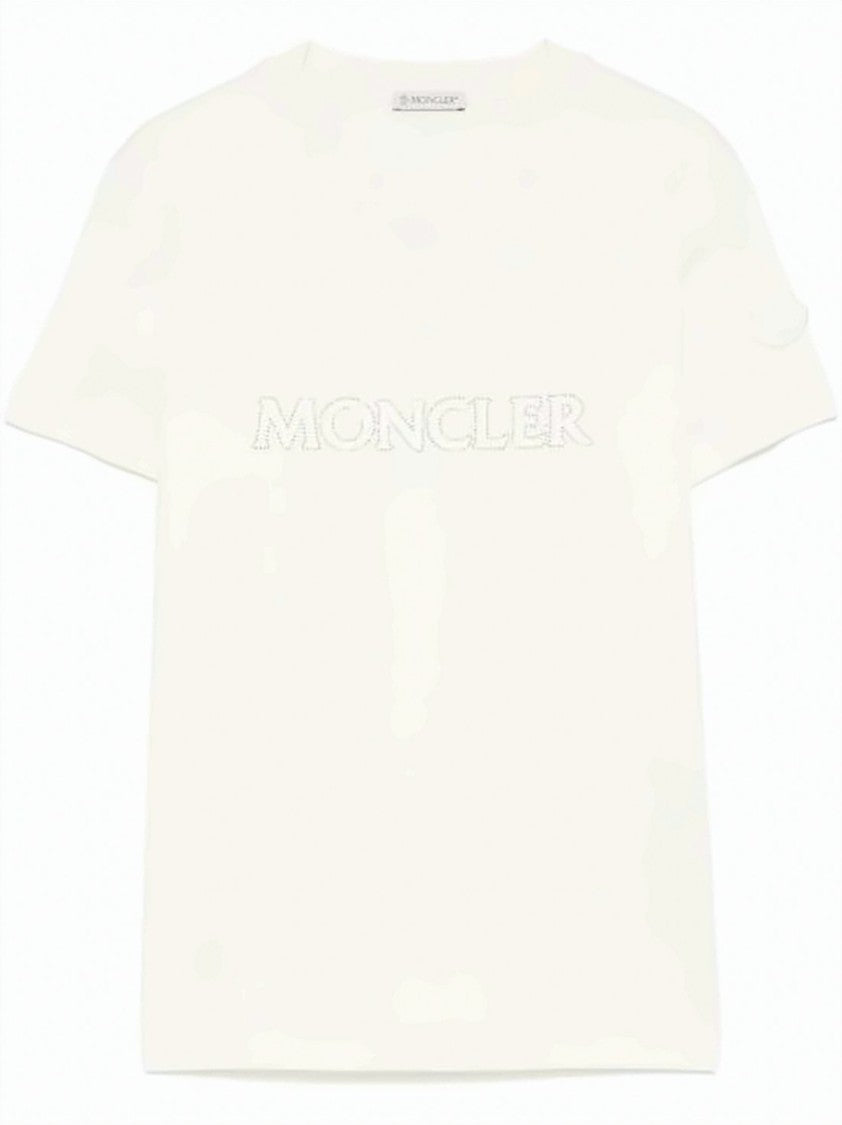 Moncler Cotton T-Shirt With Tonal Logo Embroidery