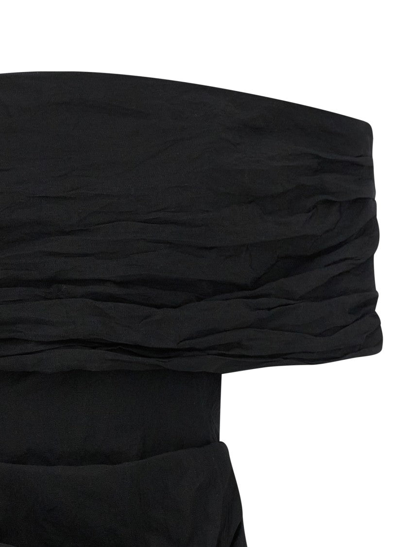 Magda Butrym Off-The-Shoulder Mini Dress With Oversized Collar And Sculptural Draping