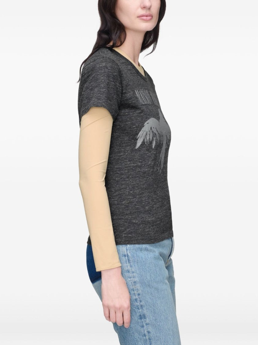 Maison Margiela Grey Short-Sleeved Graphic Bird T-Shirt