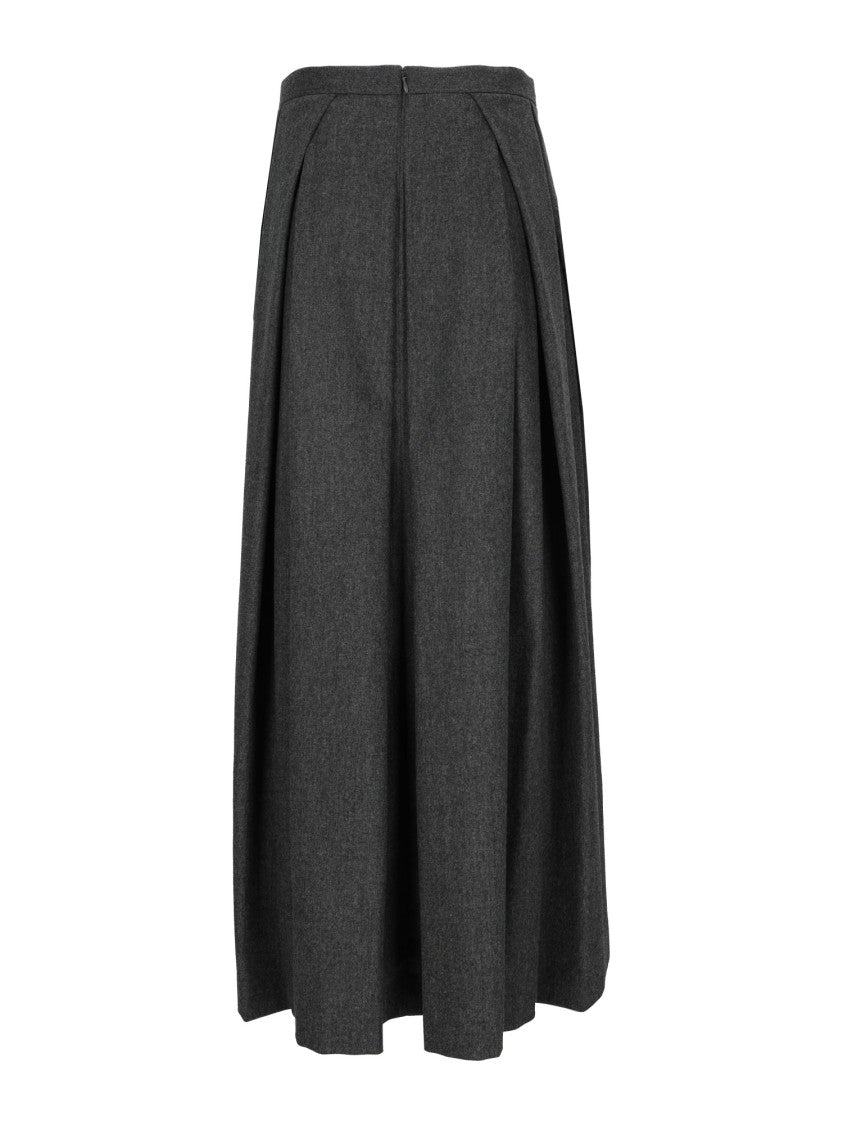 Emporio Armani Grey A-Line Pleated Midi Skirt