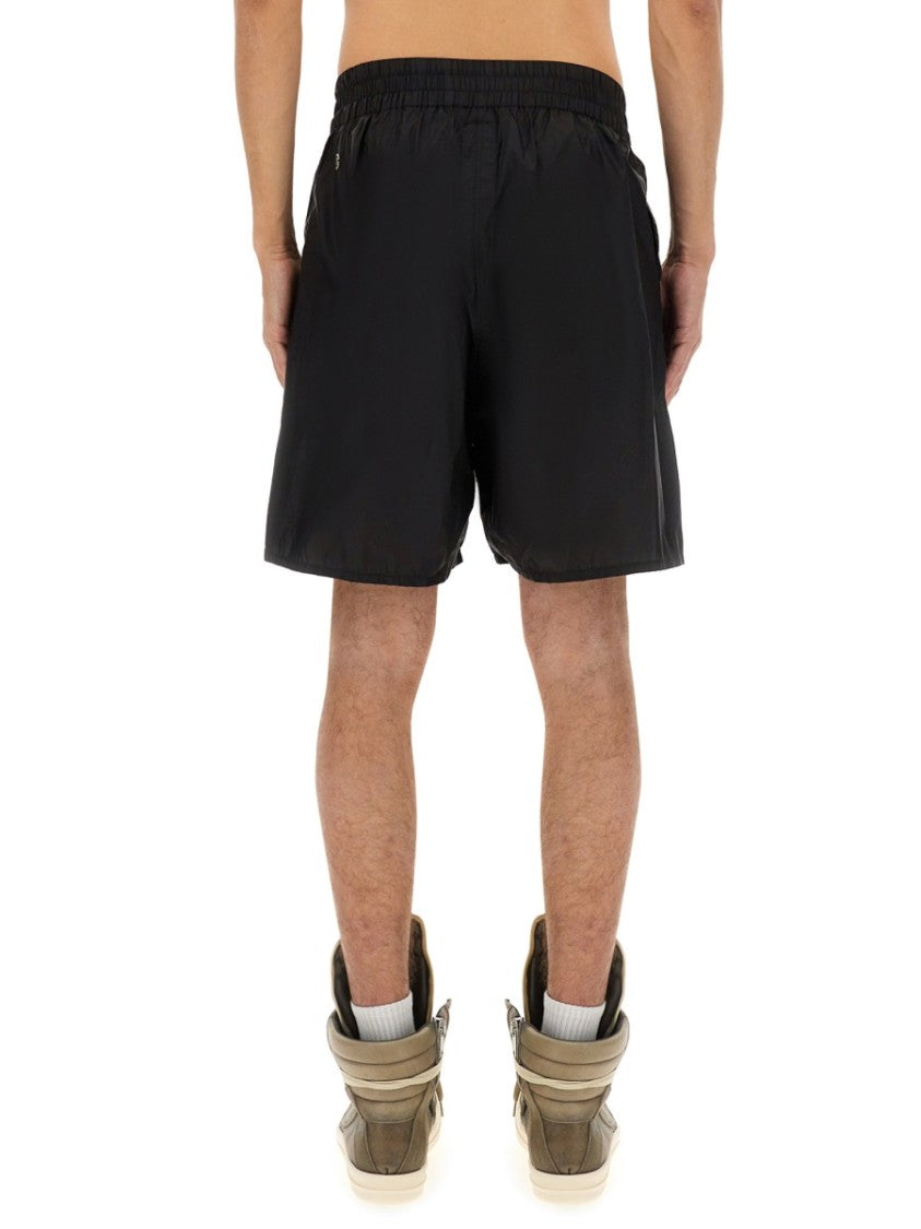 Champion X Rick Owens Black Nylon Shorts With Elastic Waistband