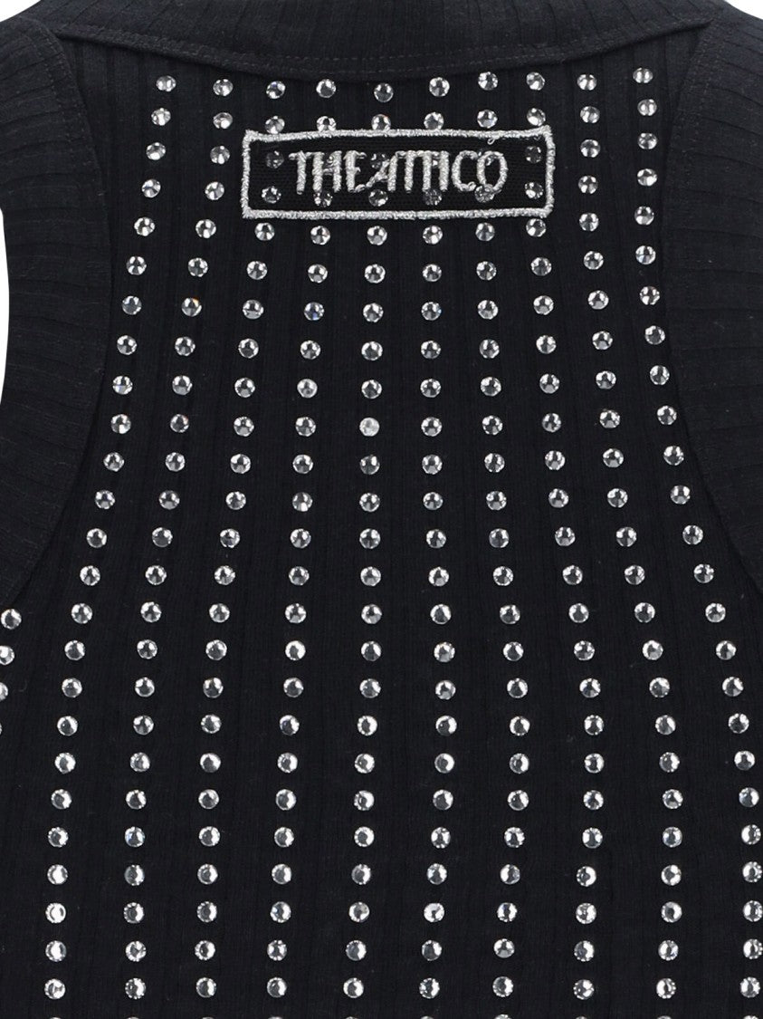 The Attico Crystal Tank Top – Black