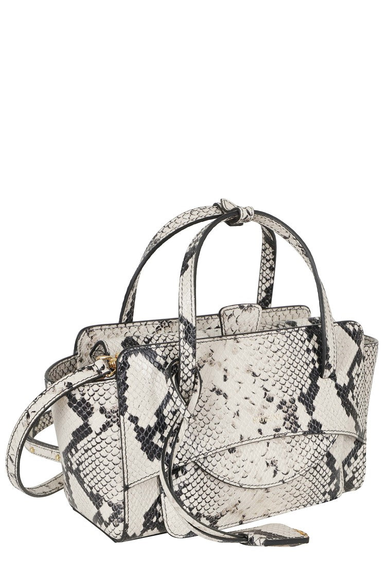 Hidesins Ivory Small Textured Calfskin Flap S Dual Handle Leather Shoulder Bag
