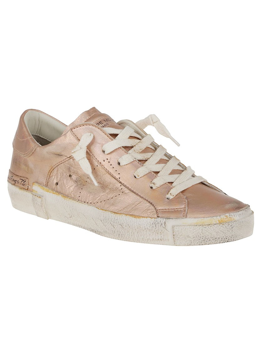 Philippe Model Metallic Sneakers With Leather Blend