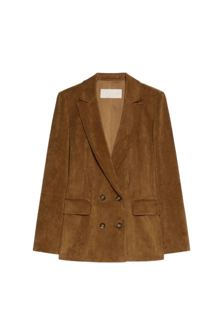 I Blues Camel Fine-Rib Double-Breasted Coat