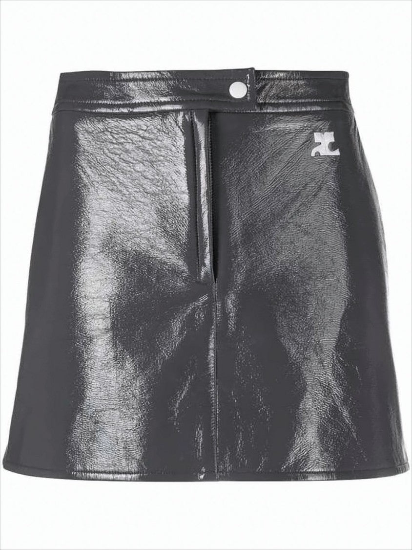 Courrèges Reflective Mini Skirt With Button Closure