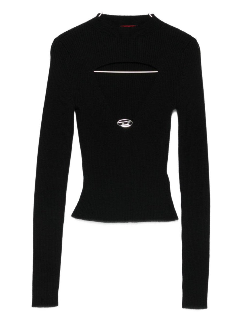 Diesel Fitted Black Ribbed Wool Sweater