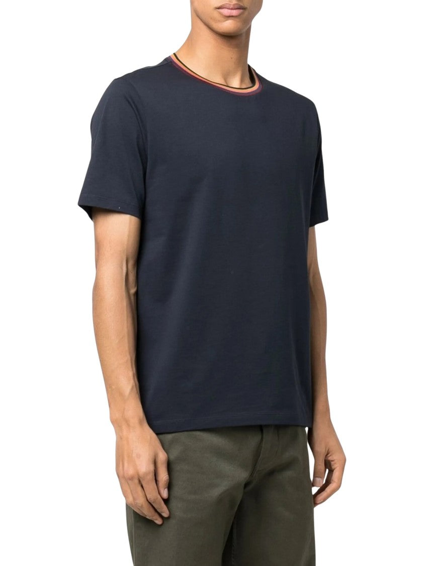 Paul Smith Black Artist Stripe Collar Cotton T-Shirt