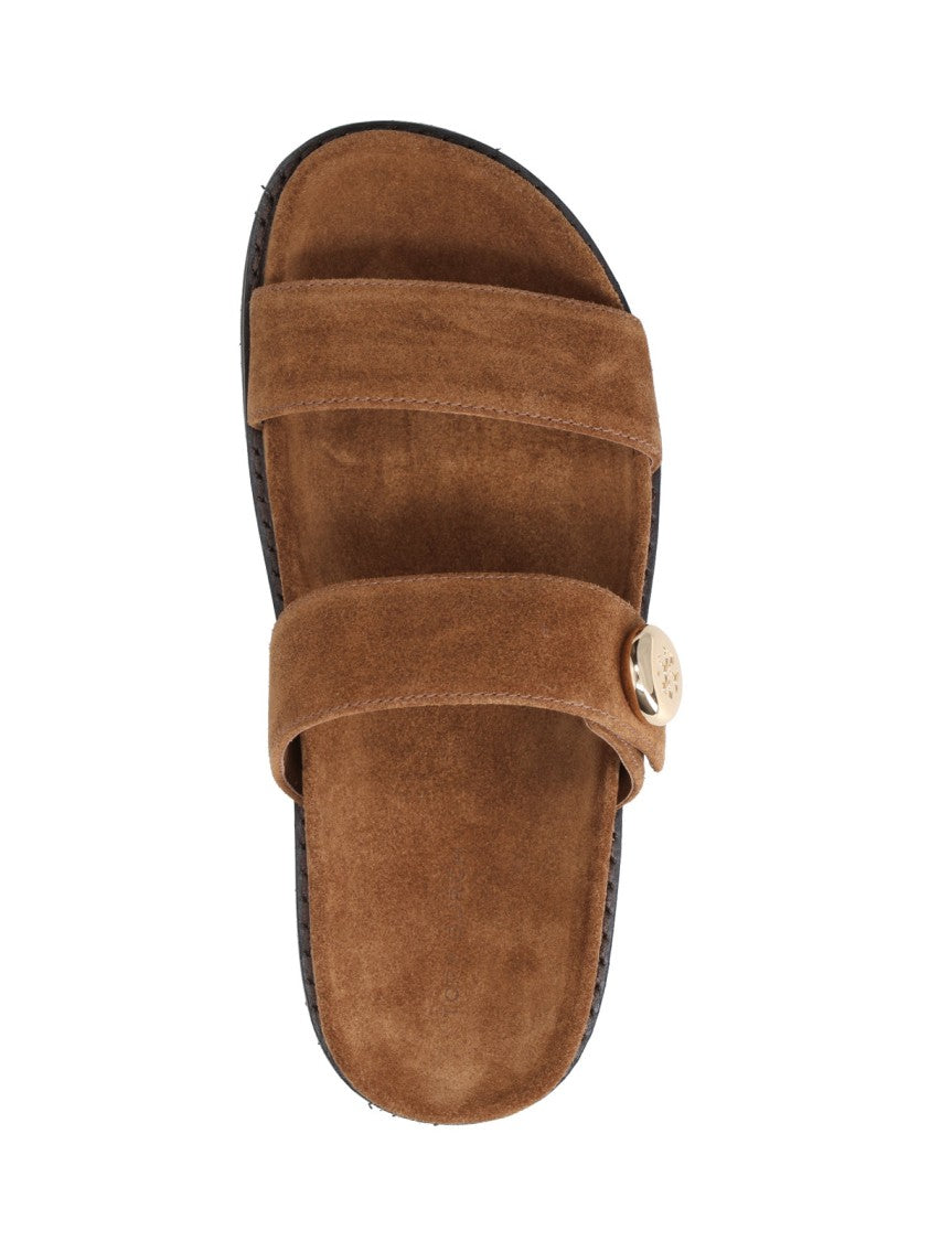 Tory Burch Brown Romy Suede Open-Toe Sandals